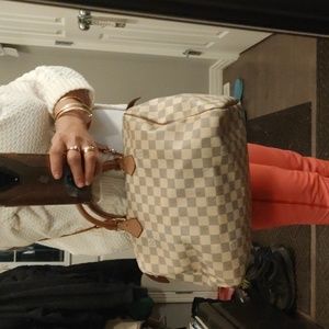 Auth Louis Vuitton damier azur speedy 30 canvas with dust bag